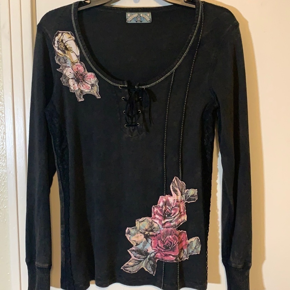 Vanilla Sugar Lace Up Pullover Western Shirt, S